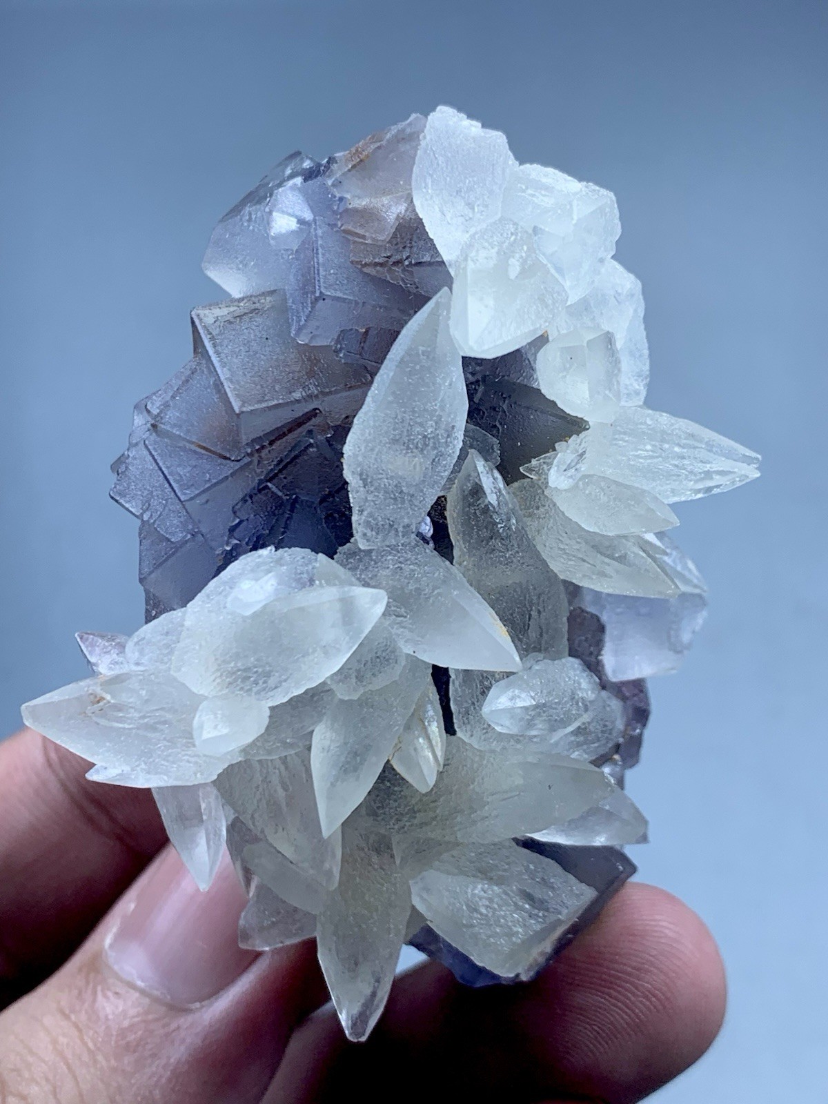 Natural Blue Fluorite With Calcite From Pakistan  102 Grams