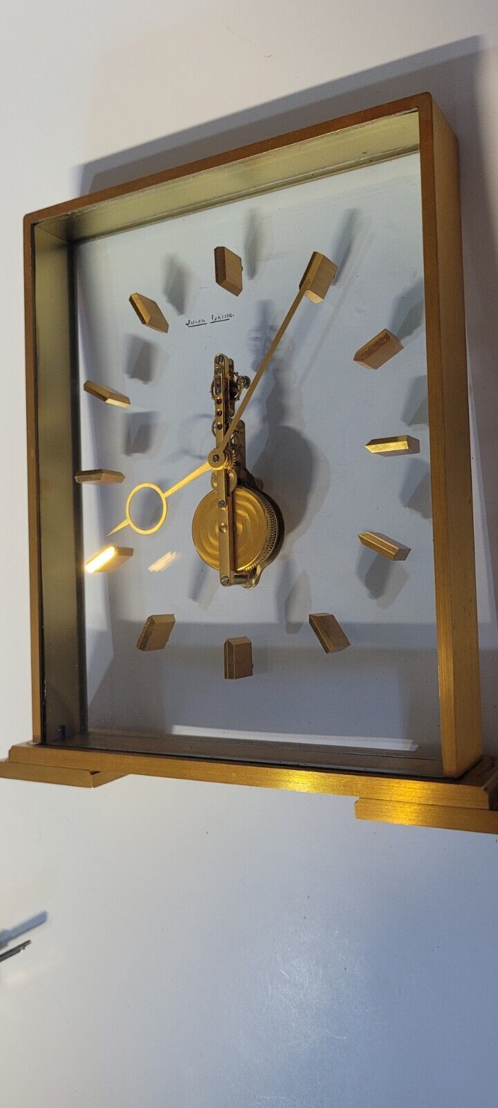 Jaeger LeCoultre Working Skeleton Brass Clock, 15-Jewel Swiss Movement