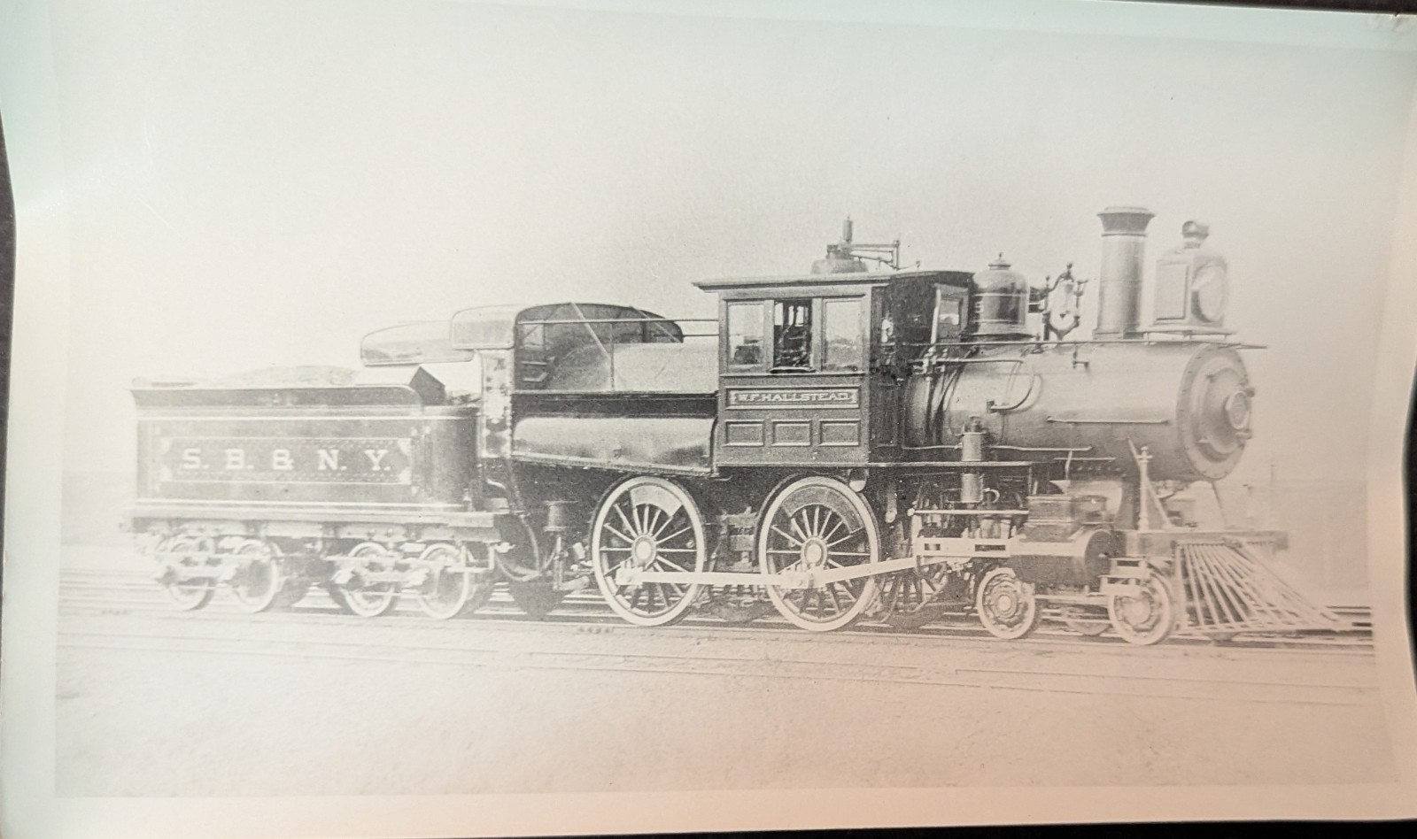 **RARE SYRACUSE, BINGHAMTON & N.Y. RAILROAD STEAM LOCOMOTIVE NO. 5 BL/WH PHOTO** **RARE SYRACUSE, BINGHAMTON & N.Y. RAILROAD STEAM LOCOMOTIVE NO. 5 BL/WH PHOTO**