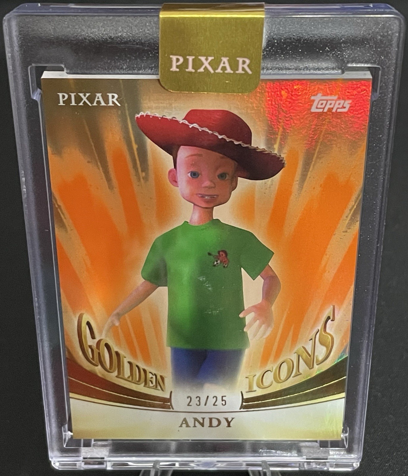 2025 Topps Disney Pixar Gold Andy Orange Golden Icons Toy Story /25 Encased Rare