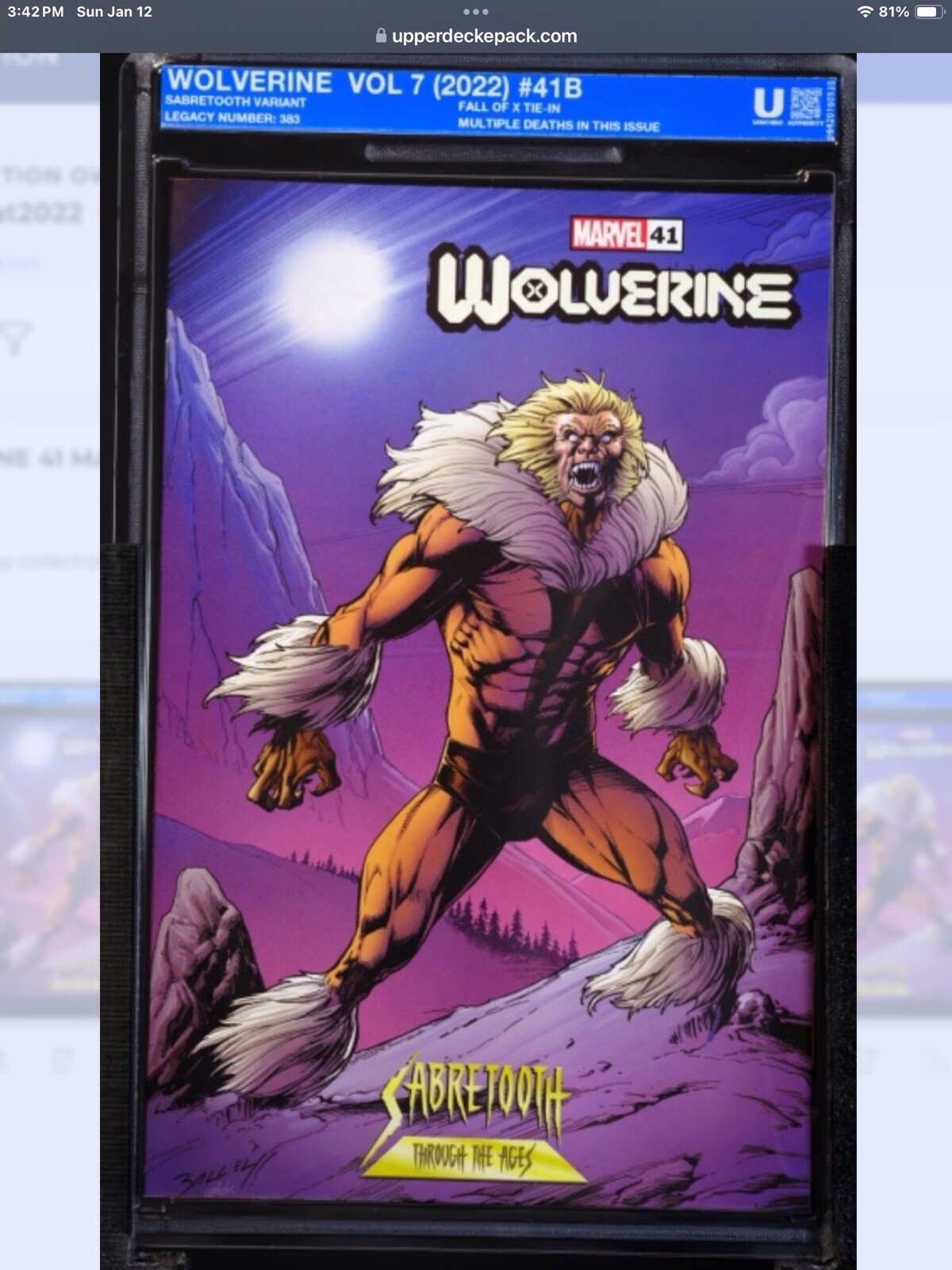 WOLVERINE #41B Sabretooth M Bagley Marvel 50 Years Canada Uncirculated Soft Slab