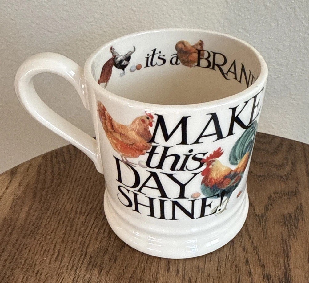 Emma Bridgewater Rise & Shine Mug Chicken Rooster Design MAKE THIS DAY SHINE