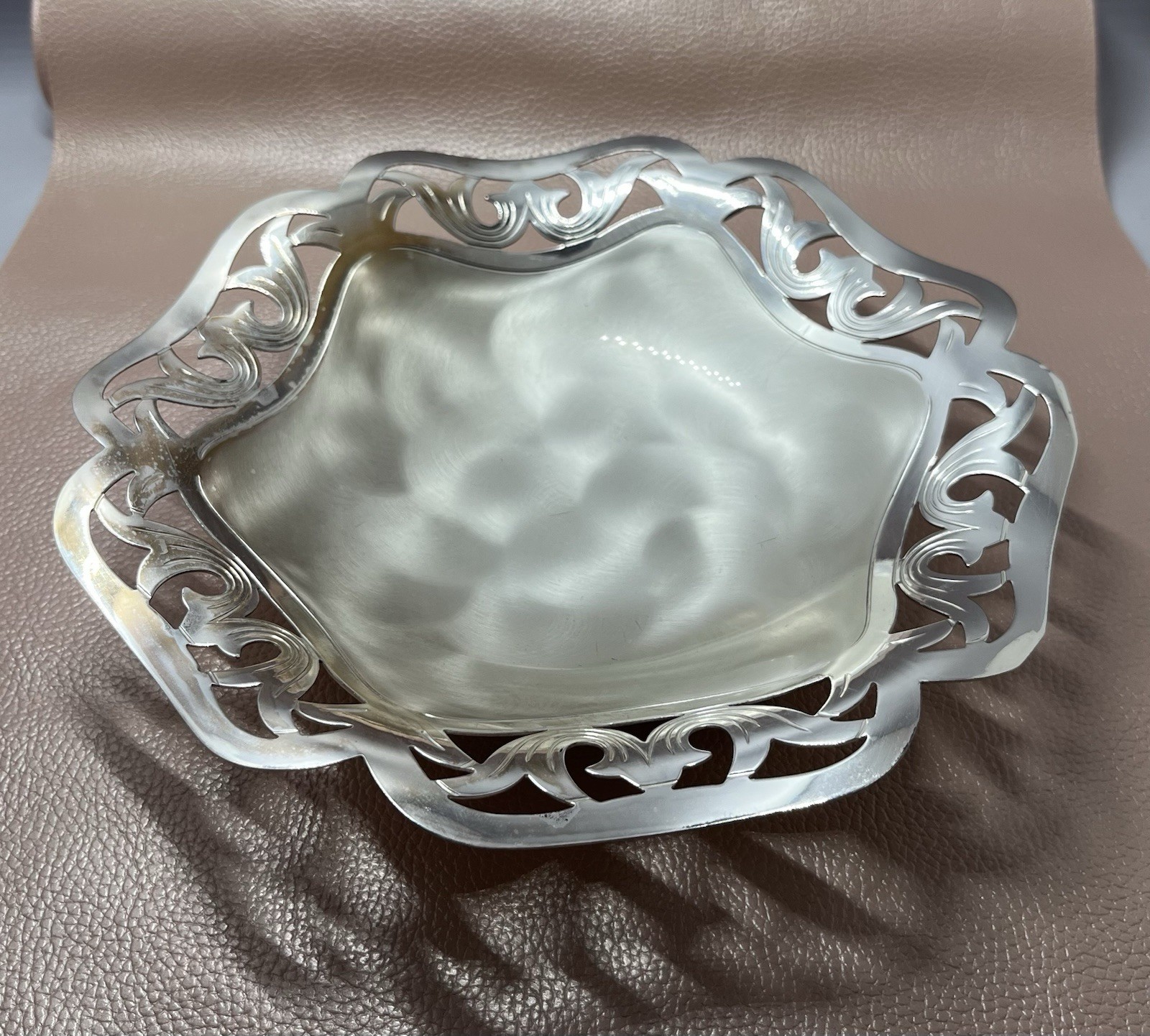 WNF Germany EP Brass 3 Footed Ornate Bowl Serving/Candy Dish Lustre Silver Plate