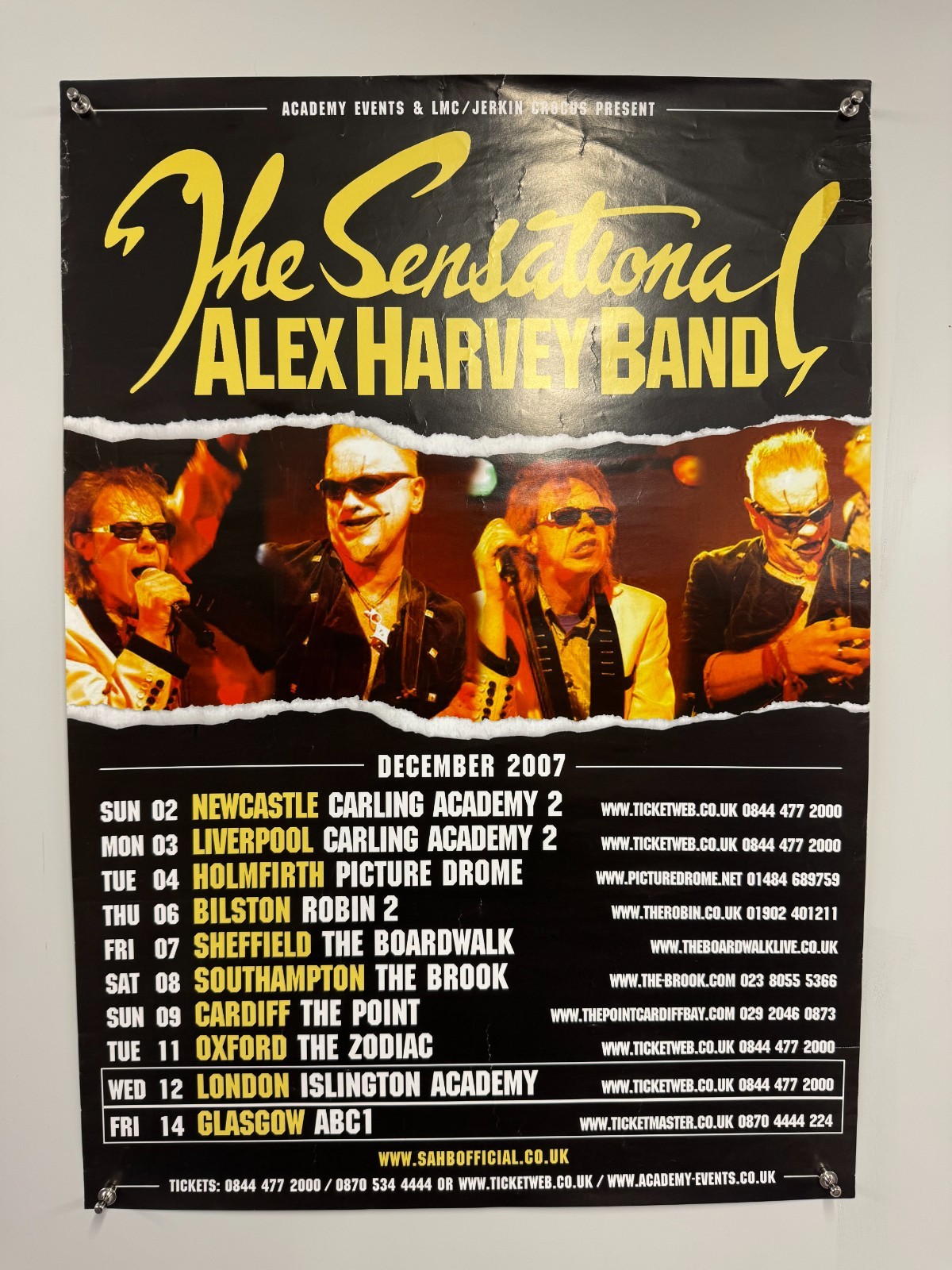 The Sensational Alex Harvey Band Poster Original UK Tour December 2007 The Sensational Alex Harvey Band Poster Original UK Tour December 2007
