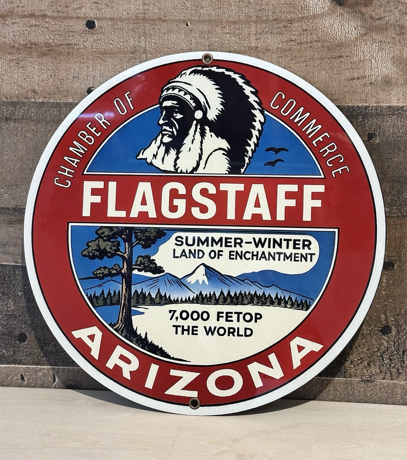 Retro Style Arizona Flagstaff Indian  Quality Sign