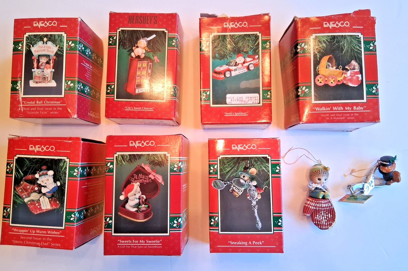 Lot of 10 Adorable Vintage 1990s Enesco Treasury of Christmas Ornaments - NOS Lot of 10 Adorable Vintage 1990s Enesco Treasury of Christmas Ornaments - NOS