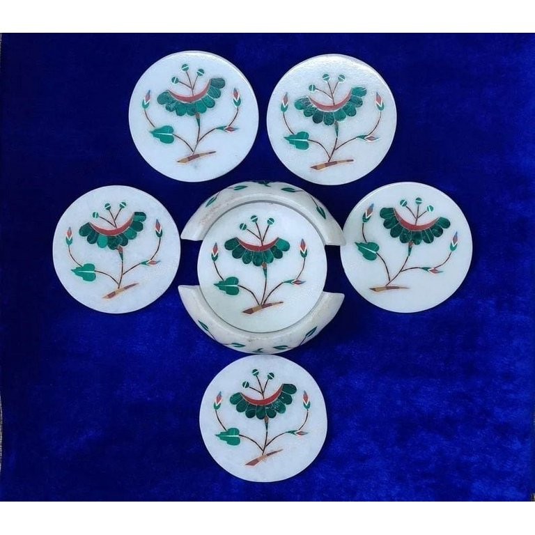 Handcrafted Marble Drink Coasters | Stylish Natural Stone Coasters Set