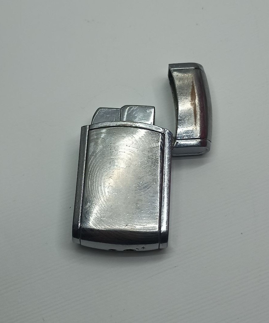 Vintage 1990s Pocket Gas Lighter Silver Metal Slim Working Refillable Classic Vintage 1990s Pocket Gas Lighter Silver Metal Slim Working Refillable Classic