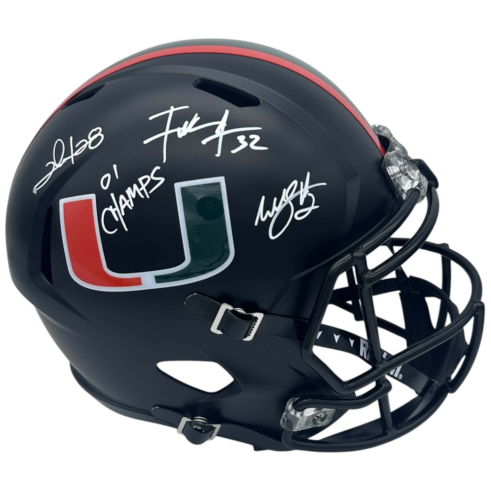 2001 Miami Hurricanes Running Backs Autographed (Matte Black) Deluxe Full-Size R