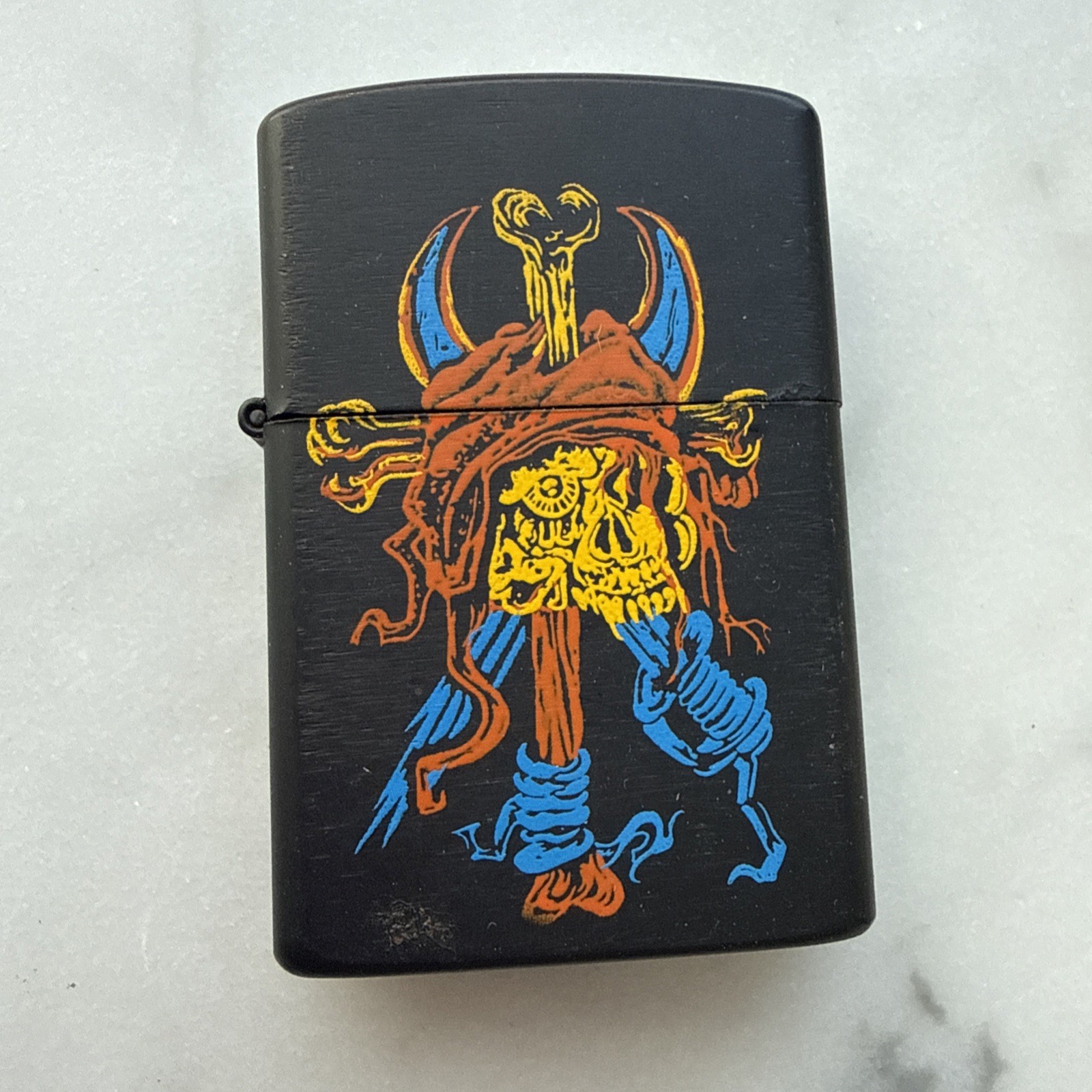 Vintage PII KOREAN Rick Rietveld Skull Bandana Lighter Black Matte Windproof