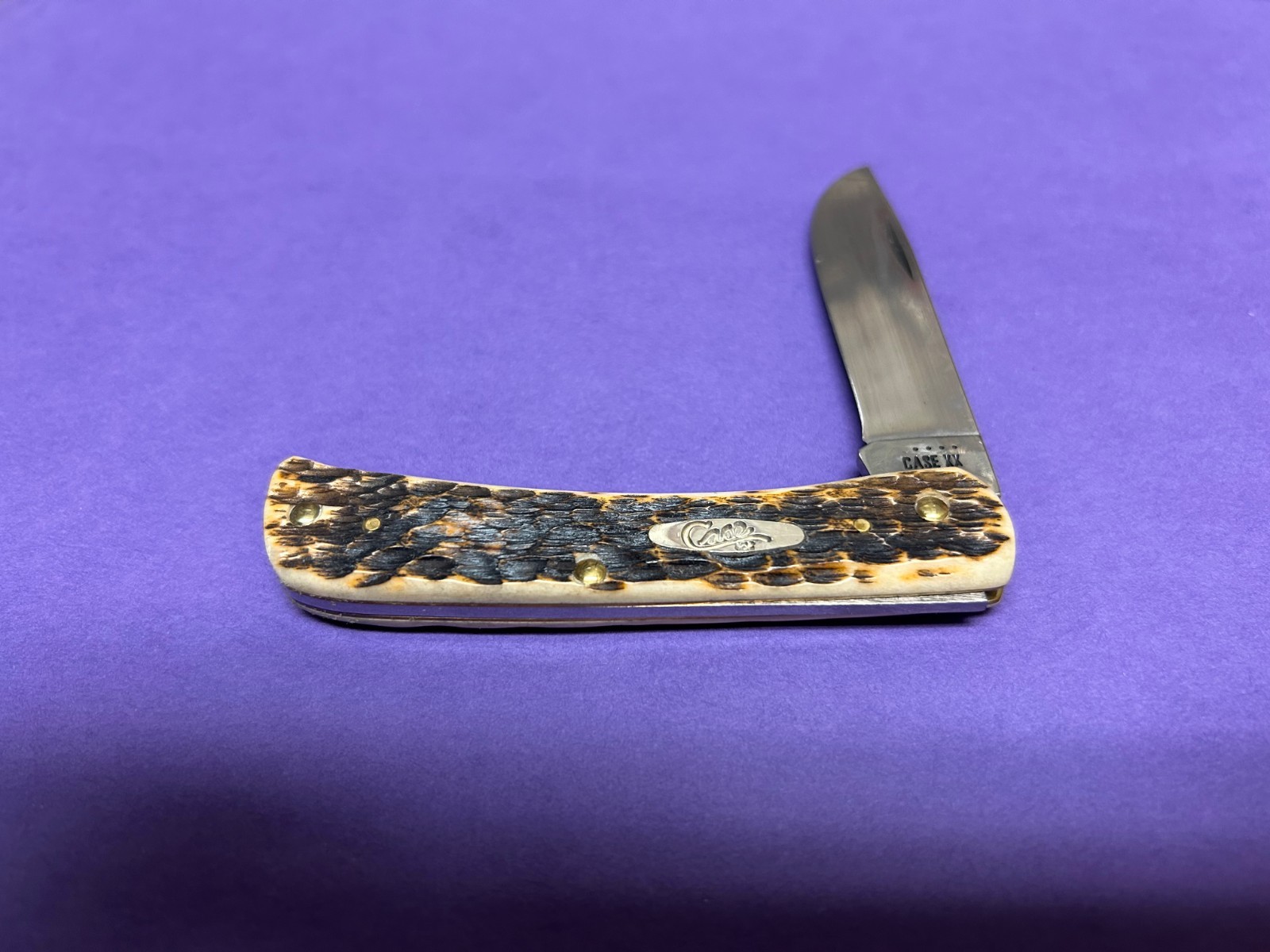 MIB 2022 Case XX Chrome Vanadium Amber Bone PS Jigged Sod Buster Jr 6137CV