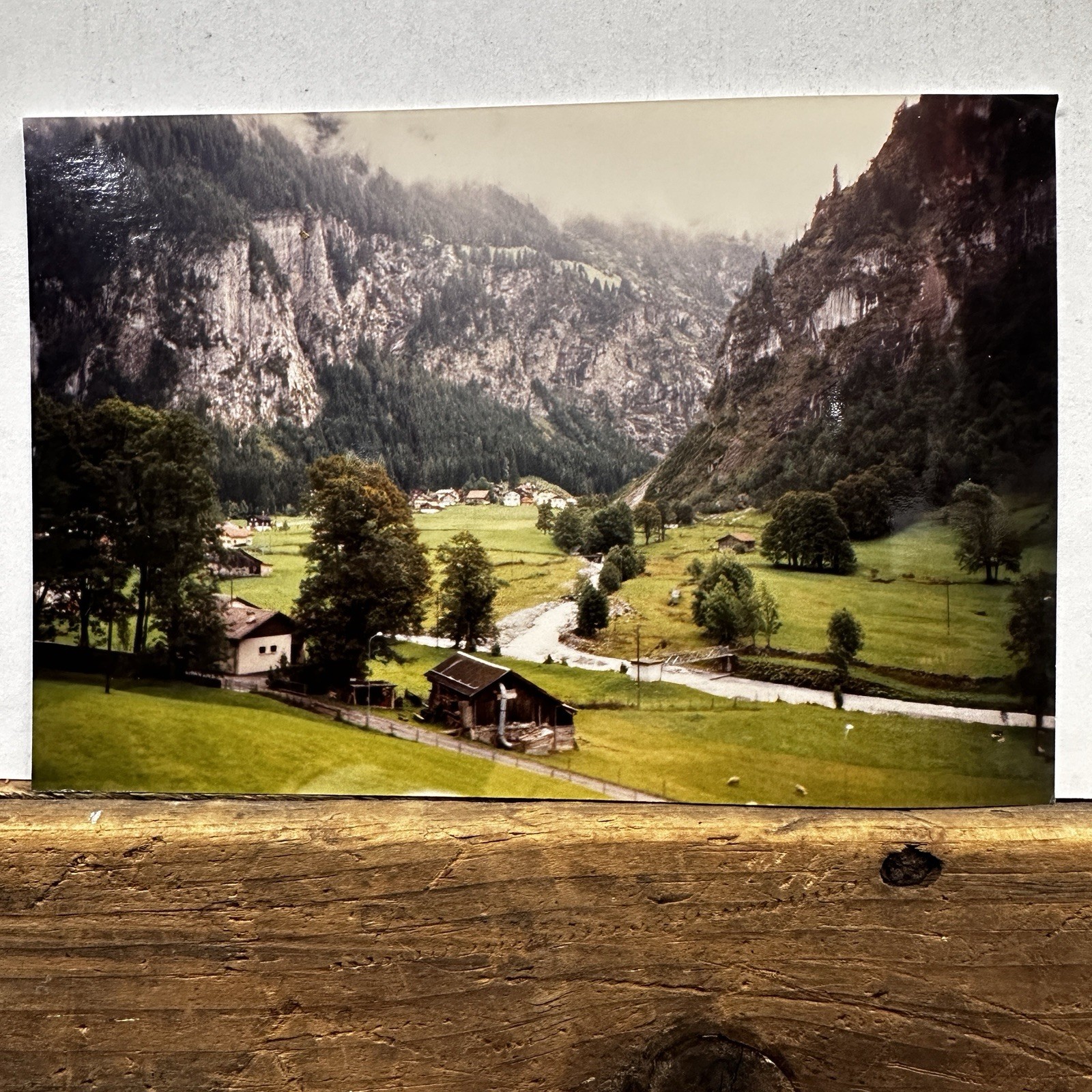 Vintage Lauterbrunnen Switzerland Valley Found Photo River House Bridge Sheep Vintage Lauterbrunnen Switzerland Valley Found Photo River House Bridge Sheep