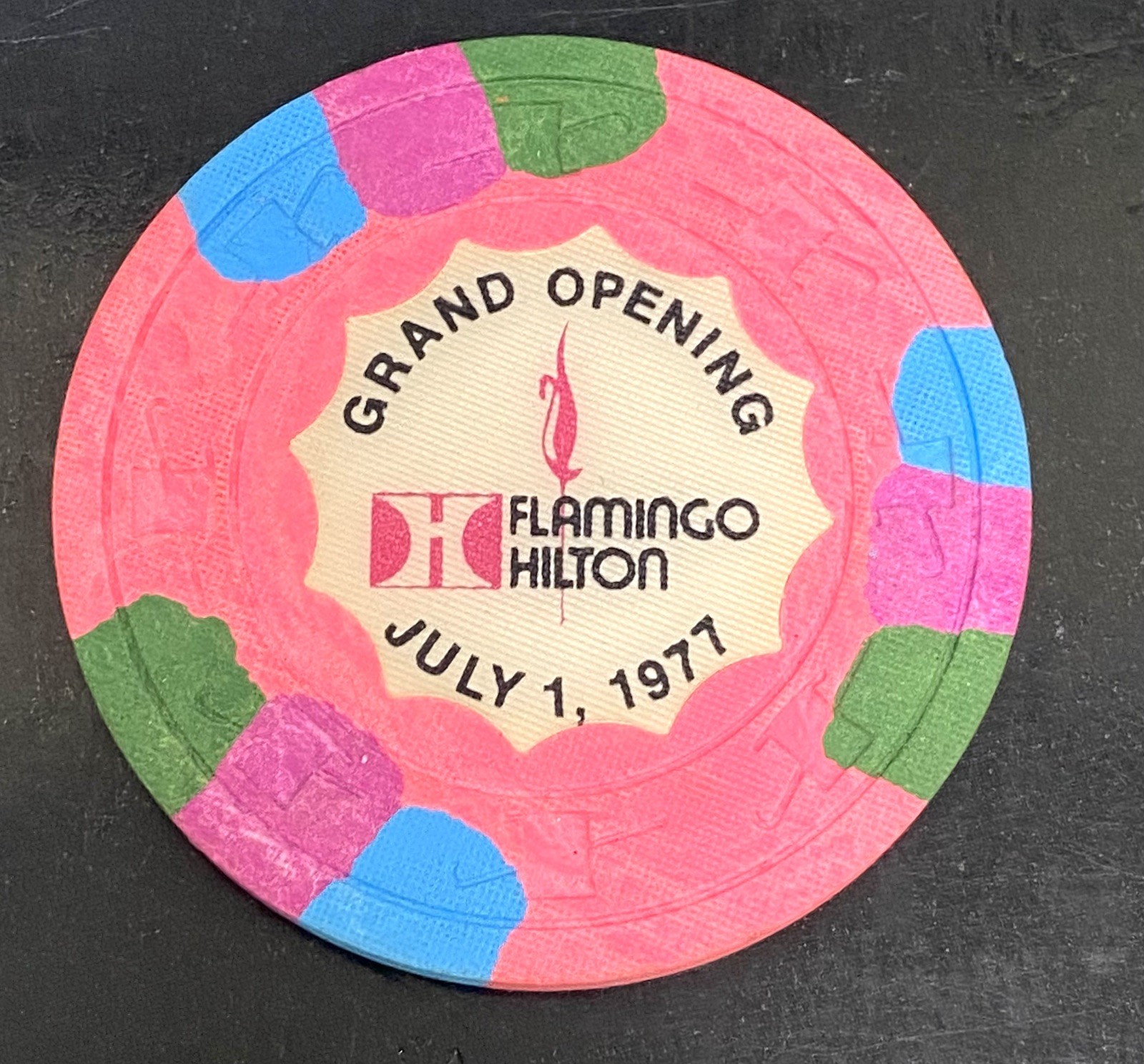 Rare R9 Flamingo Hilton Grand Opening Chip NO DENOMINATION Sample NCV