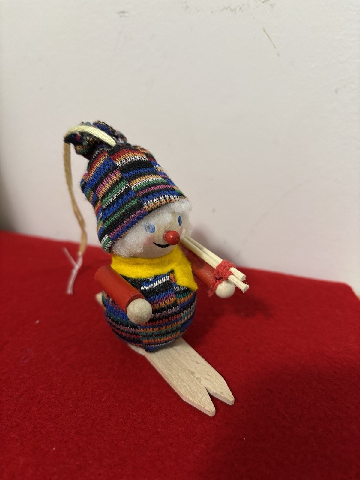 Vintage Steinbach Alpine Skier Wooden Christmas Ornament Made in Germany