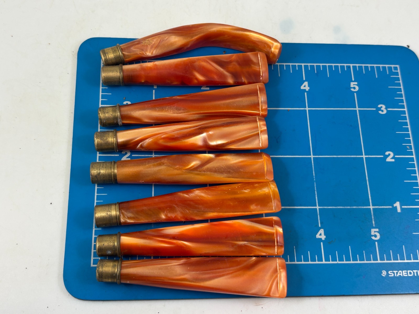 Judd\'s Lot of 8 Very Nice Never Used Lucite Brass Banded Pipe Stems