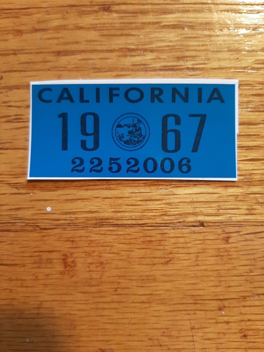 1967 California license plates registration YOM DMV stickers