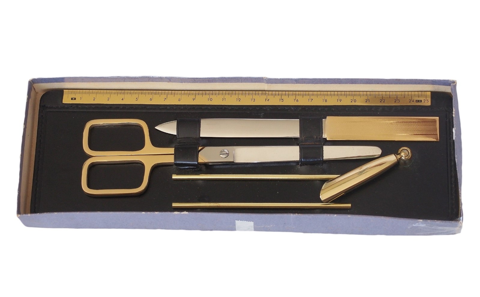 LERCHE Solingen Vintage Desk Letter Opener Gold Plated Set Germany