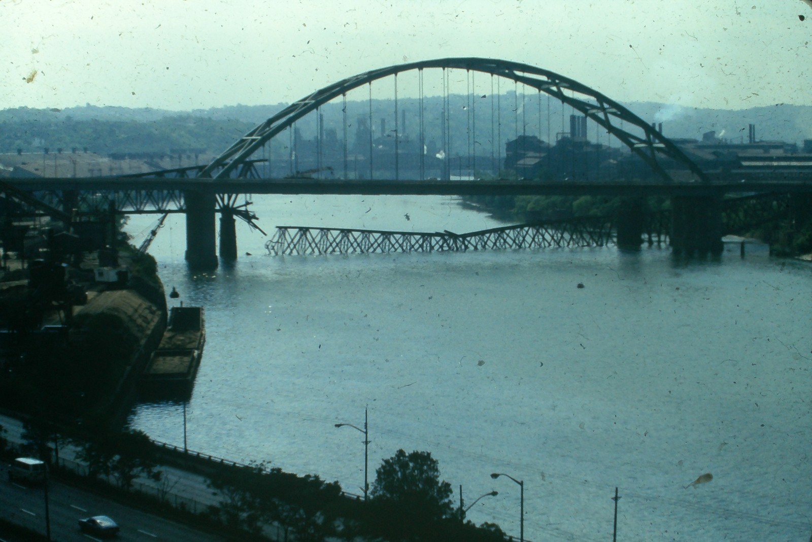 c1970\'s 35mm Slide Pittsburgh Fort Duquesne Bridge Point Collapse River American