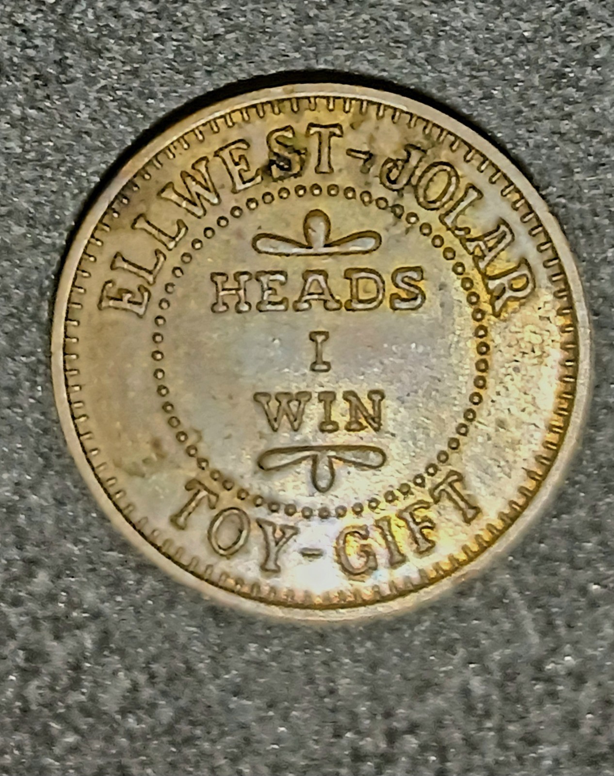 Vintage Ellwest Jolar Amusement Centers Token Nickel Plated Heads