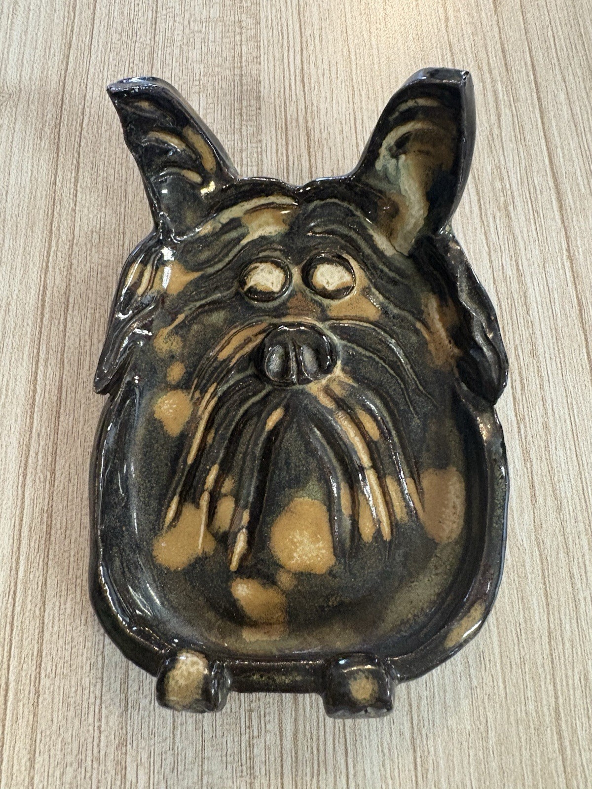 Vtg DLS Pottery Company Handmade Dog Trinket Dish Or Spoonrest 5x3.5”