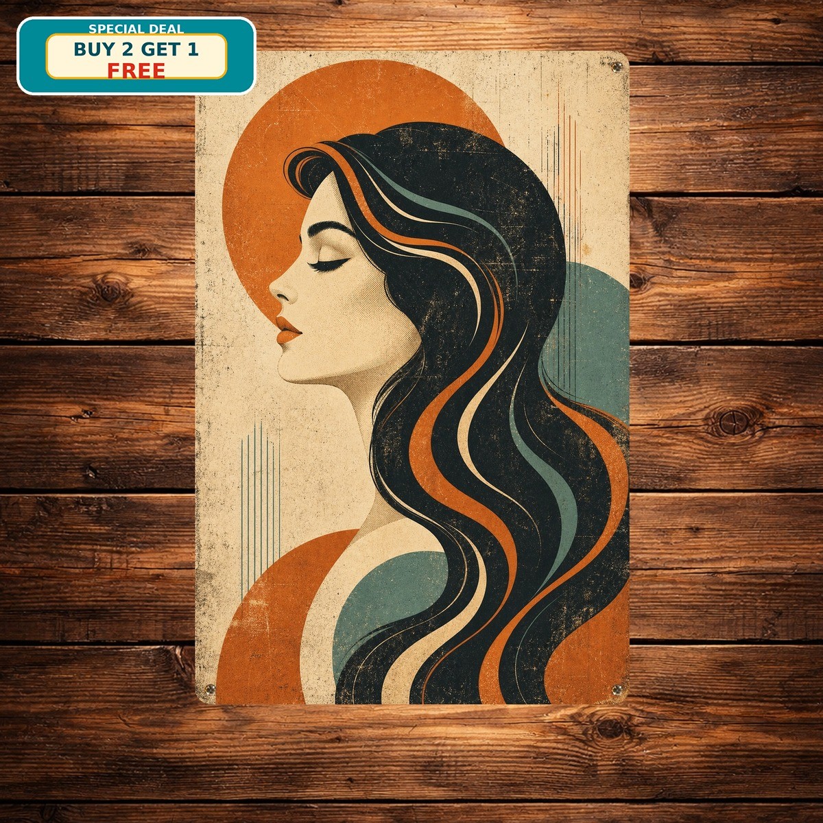 Rustic Artisan Pattern Graphic Illustration Creative Home Art Metal Sign Board
