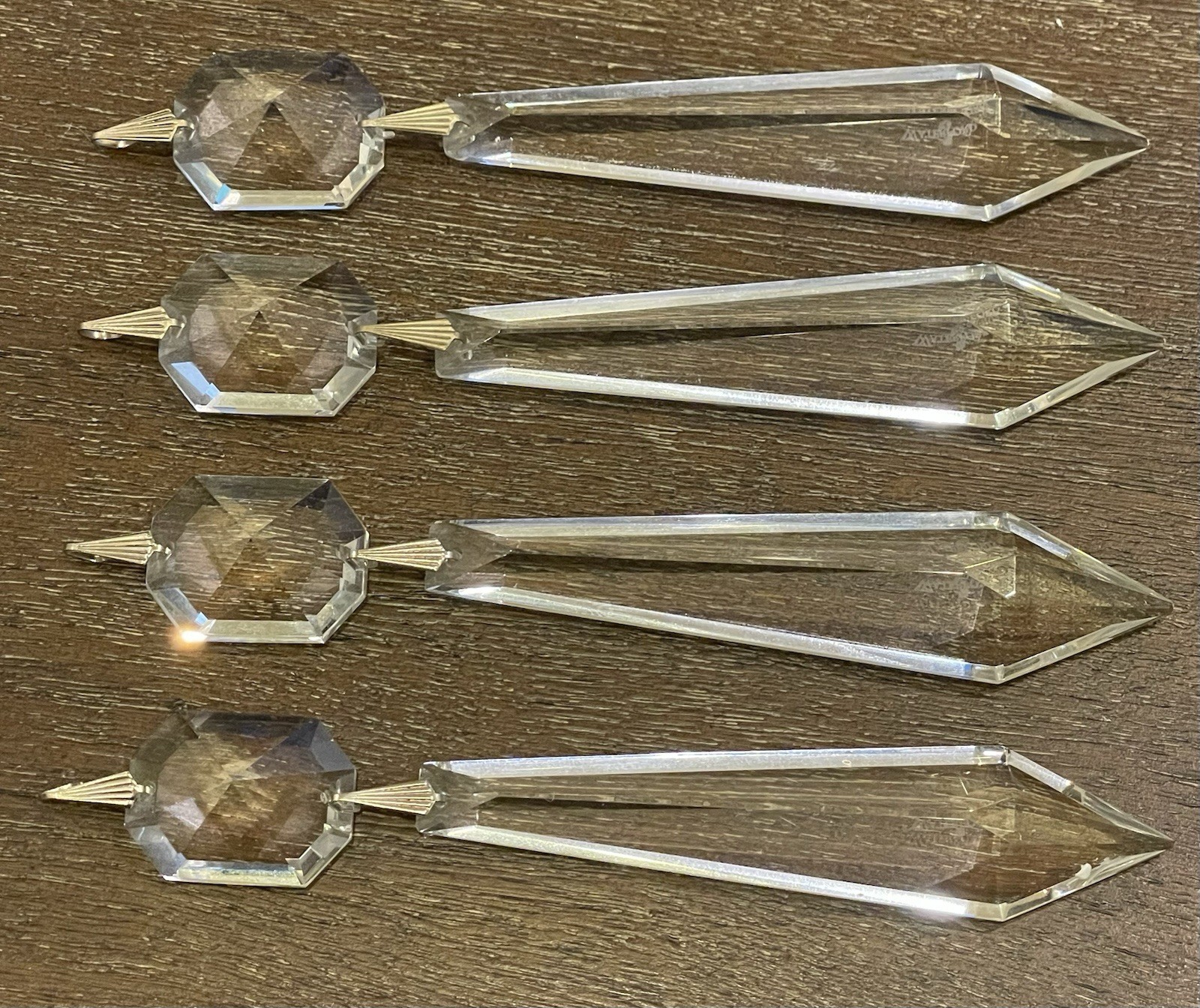 Lot of 4 Waterford Crystal Chandelier Prisms with Beads 6\