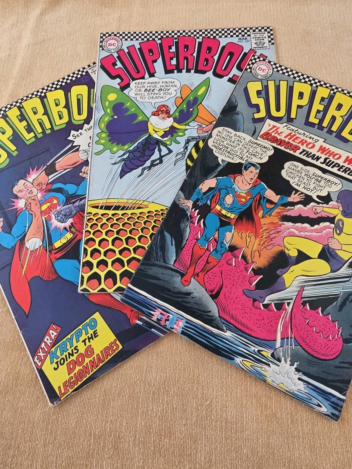 127,131,132 SUPERBOY DC Comics Silver Age 1966 Krypto Lana Lang Insect Queen Lot 127,131,132 SUPERBOY DC Comics Silver Age 1966 Krypto Lana Lang Insect Queen Lot