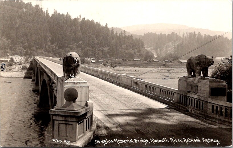 RPPC Postcard Douglas Memorial Bridge  Klamath CA California Redwood Hwy.   X461