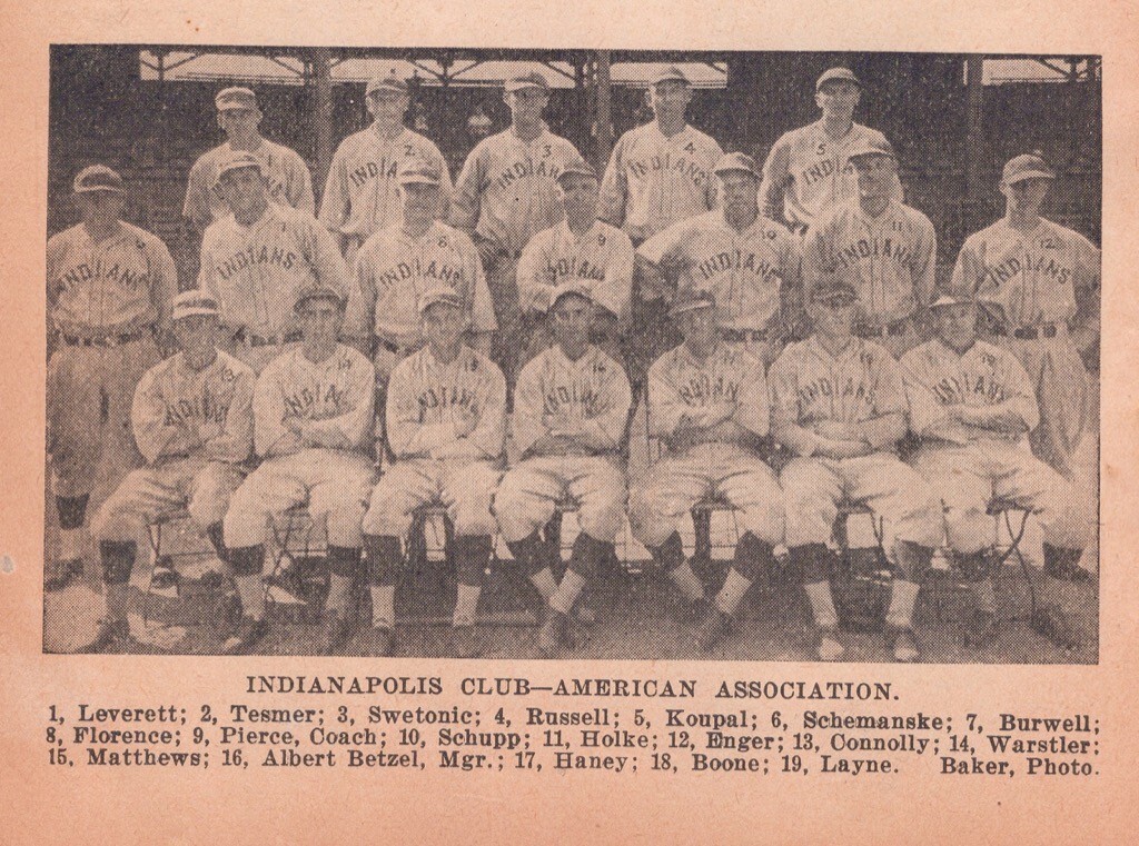1927 American Association Indianapolis Indians Baseball Schupp 1920s Page