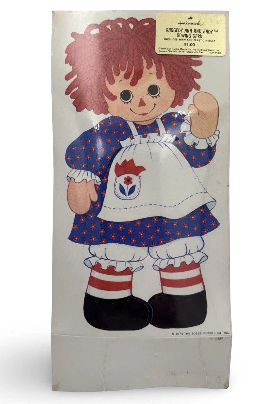 Vtg 1975 Hallmark Raggedy Ann & Andy Sewing Card NOS Sealed Craft Kit Retro
