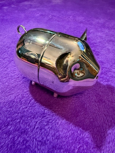 Vintage Lunt Silversmiths Silver-Plated Piggy Bank –Mid-Century Modern Coin Bank