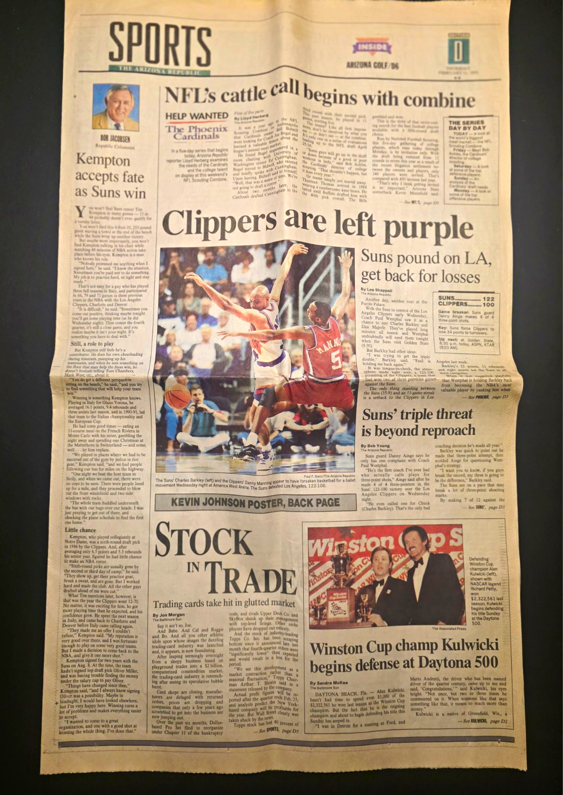 The Arizona Republic Sports Section Feb 11 1993 Kevin Johnson Suns Poster #9