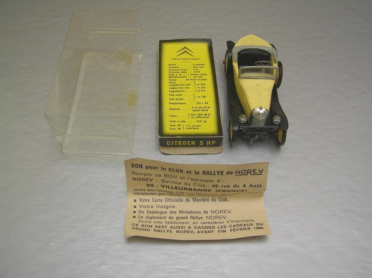 Norev #46 Citroen 5 HP plastic vintage toy made in France 1/43 scale NMIB