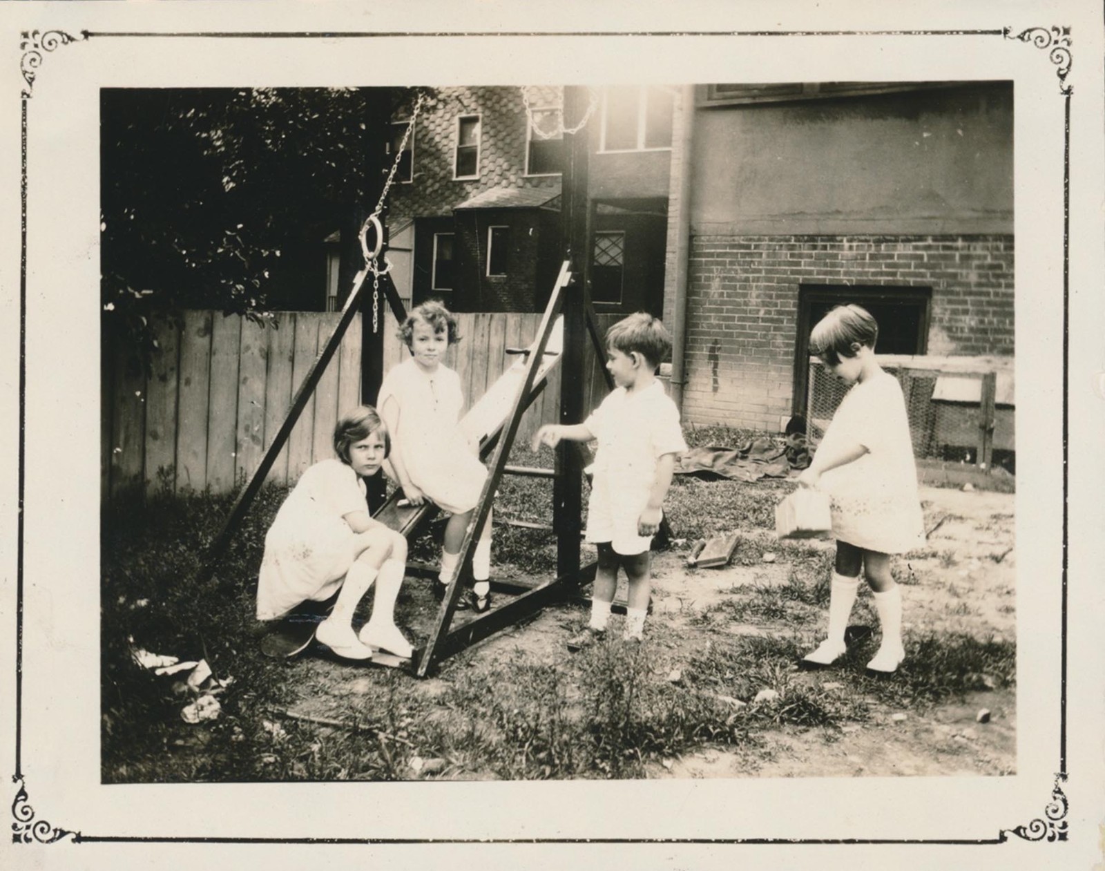 Snapshot Vintage Photo Backyard Playground See Saw Teeter Totter Girls Boys Play