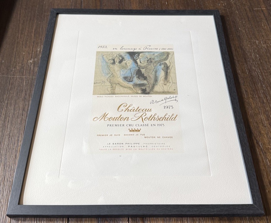 Picasso Framed Château Mouton Rothschild Original Label 1973 Highly Collectible