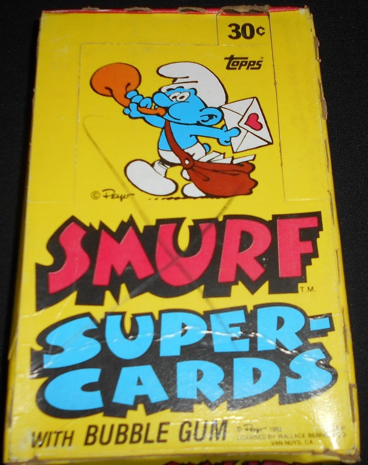 VINTAGE 1982 Topps Smurf Super Cards Box Unopened Rare 24 Wax Packs
