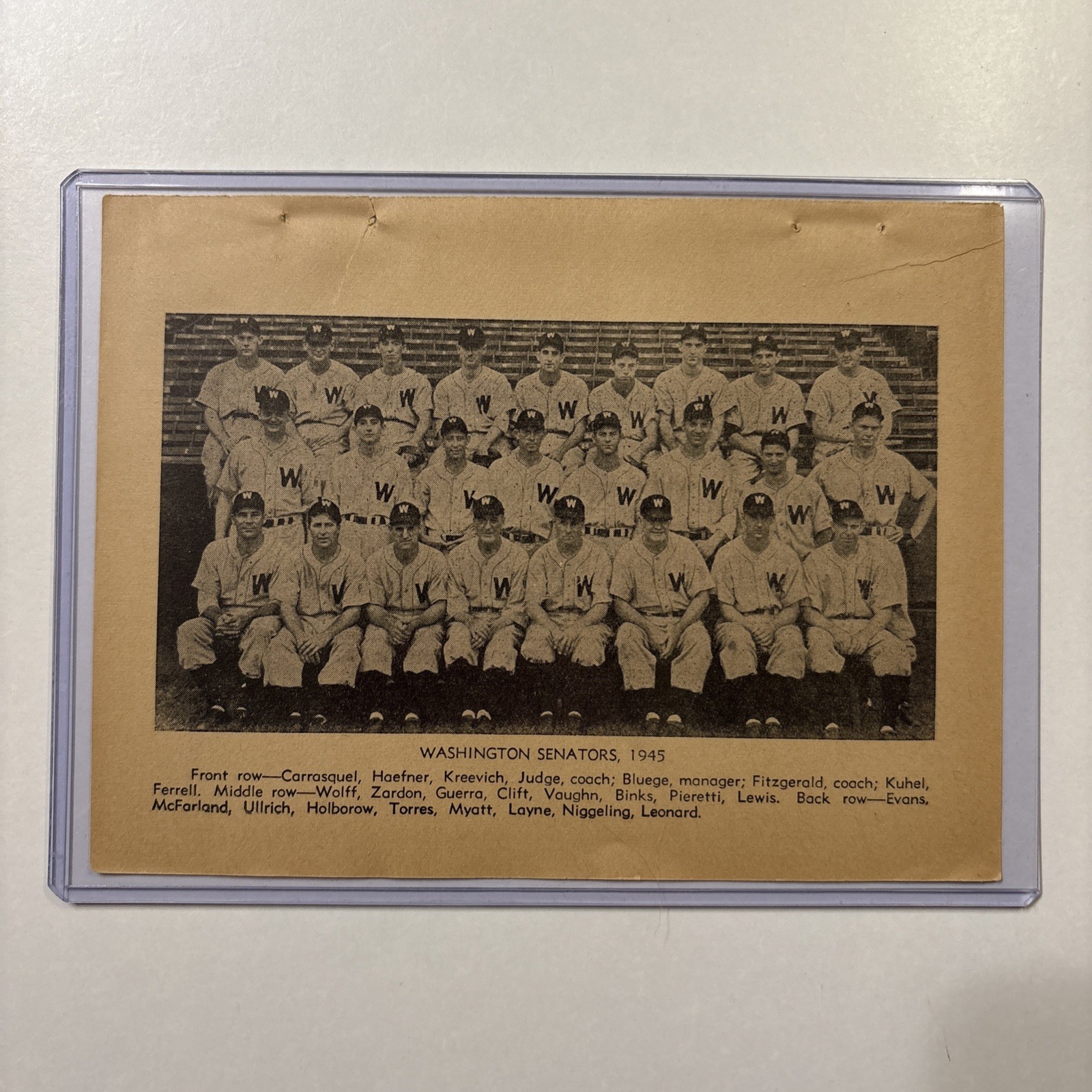 1945 Washington Senators Team Picture Rare Vintage Baseball Antique