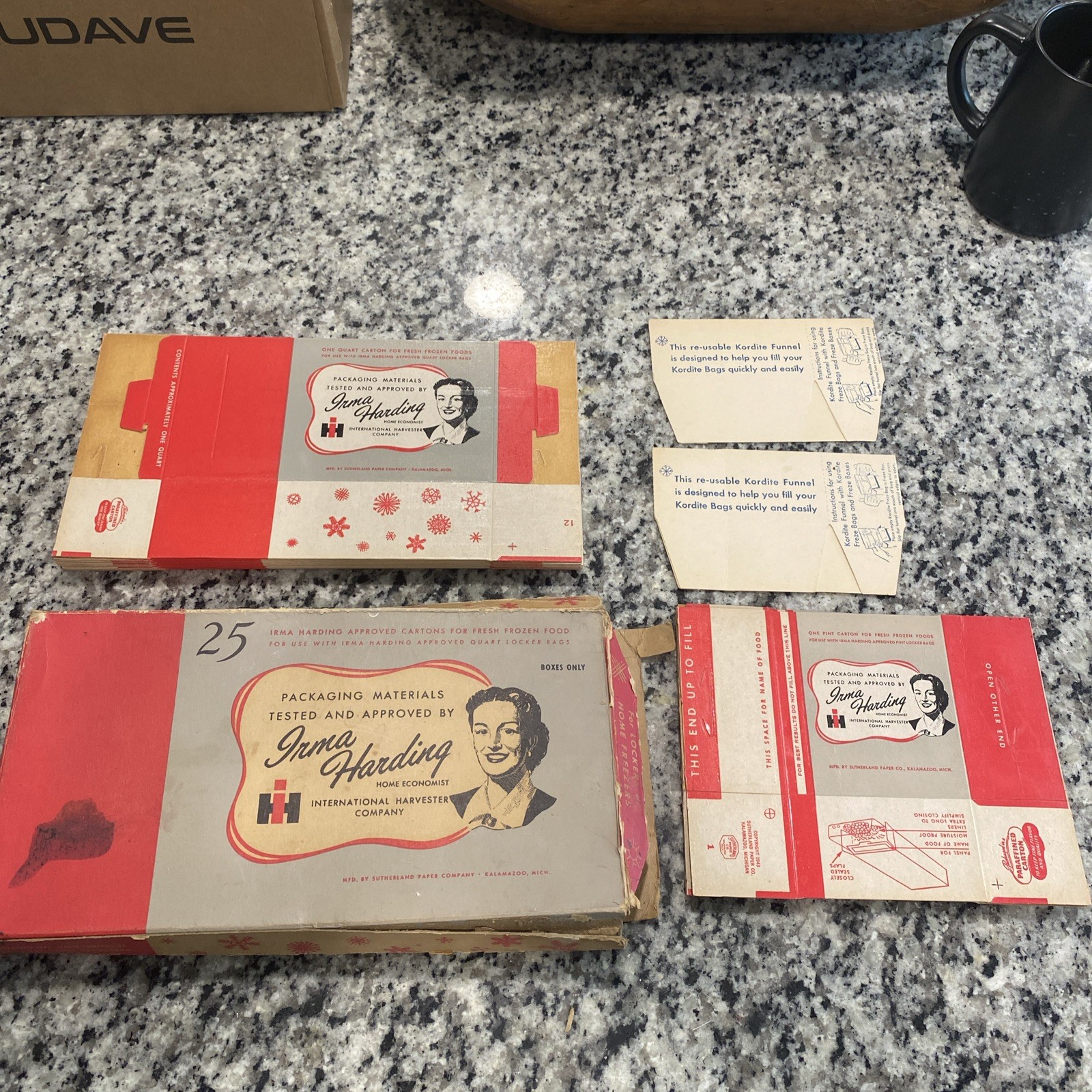 21 piece International Harvester Company Irma Harding Freezer packaging 1940’s 
