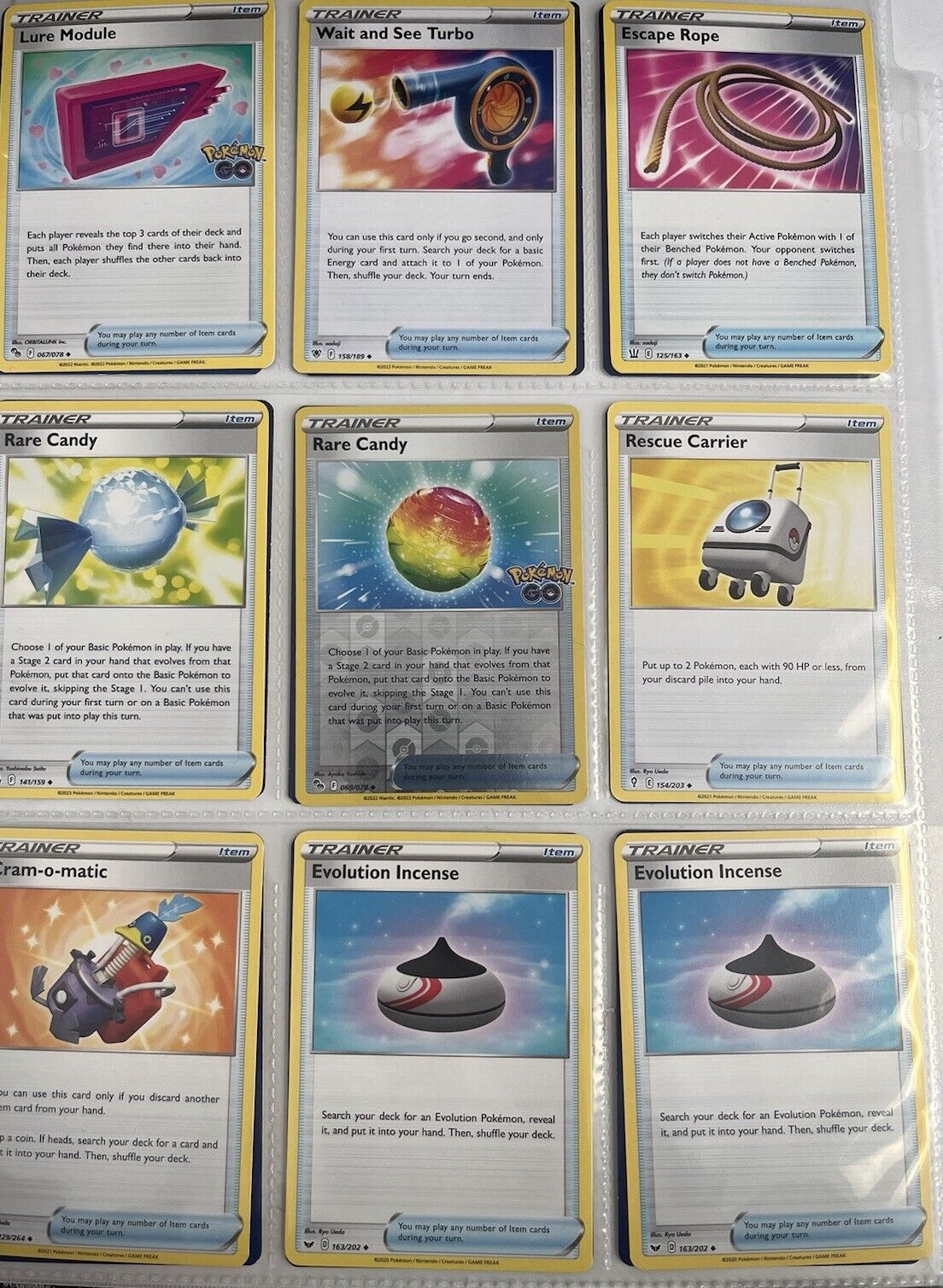 18 Assorted ITEM Pokémon Cards- RH Rare Candy, Evolution Incense, Great Ball