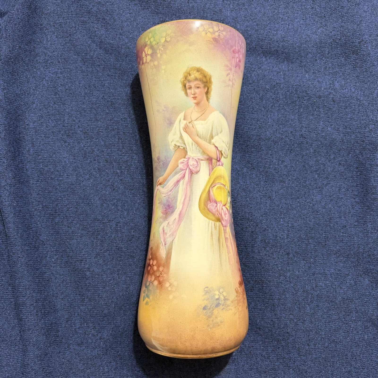 Antique Royal Bonn Mehlem Signed Wirkner Portrait Vase Lady Hand Painted Germany