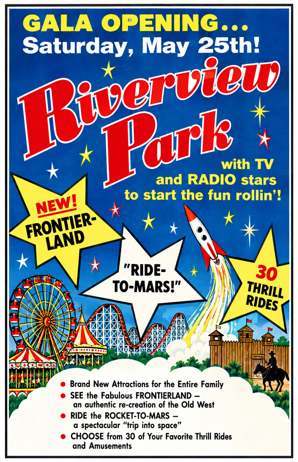 Vintage Riverview Park  Amusement Park Gala Opening Ad Magnet – Chicago Illonois
