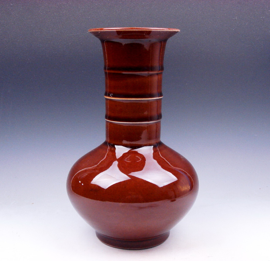 8.25 Inches Monochrome Pure Brown Porcelain Hand Glazed Unique Vase #07242204