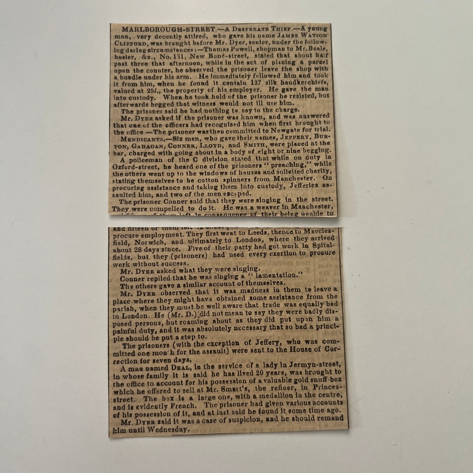 A Desperate Thief James Watson Clifford Marlborough 1834 London Clipping SAI2-1