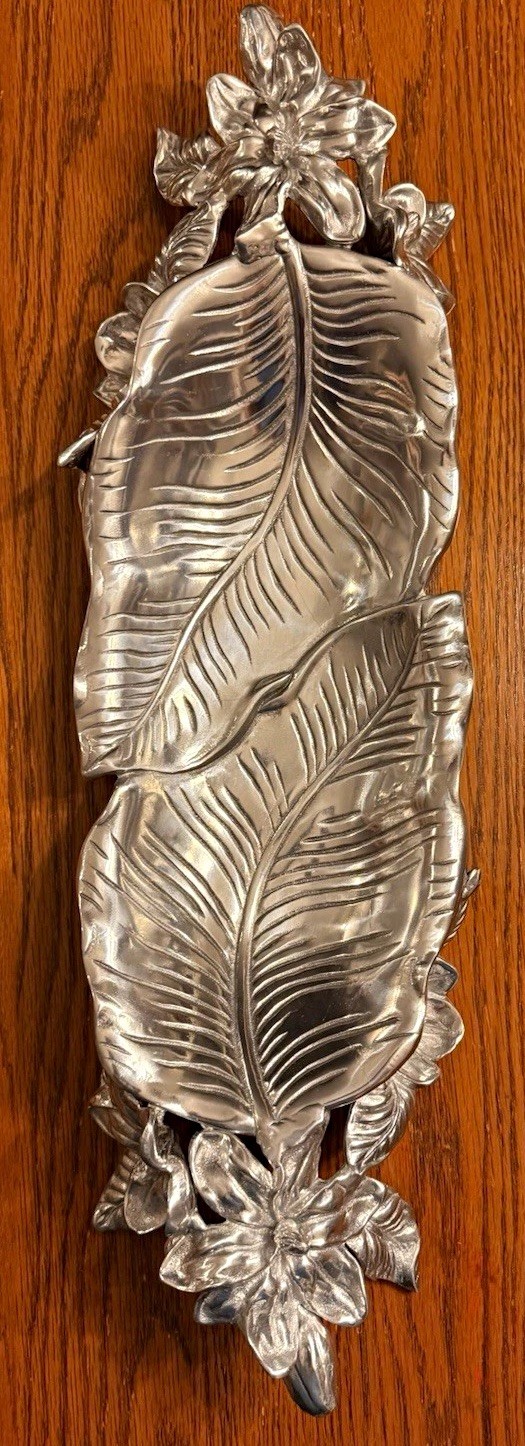 Arthur Court Magnolia Centerpiece Tray 24.5” Cast Aluminum Floral Serving Platte