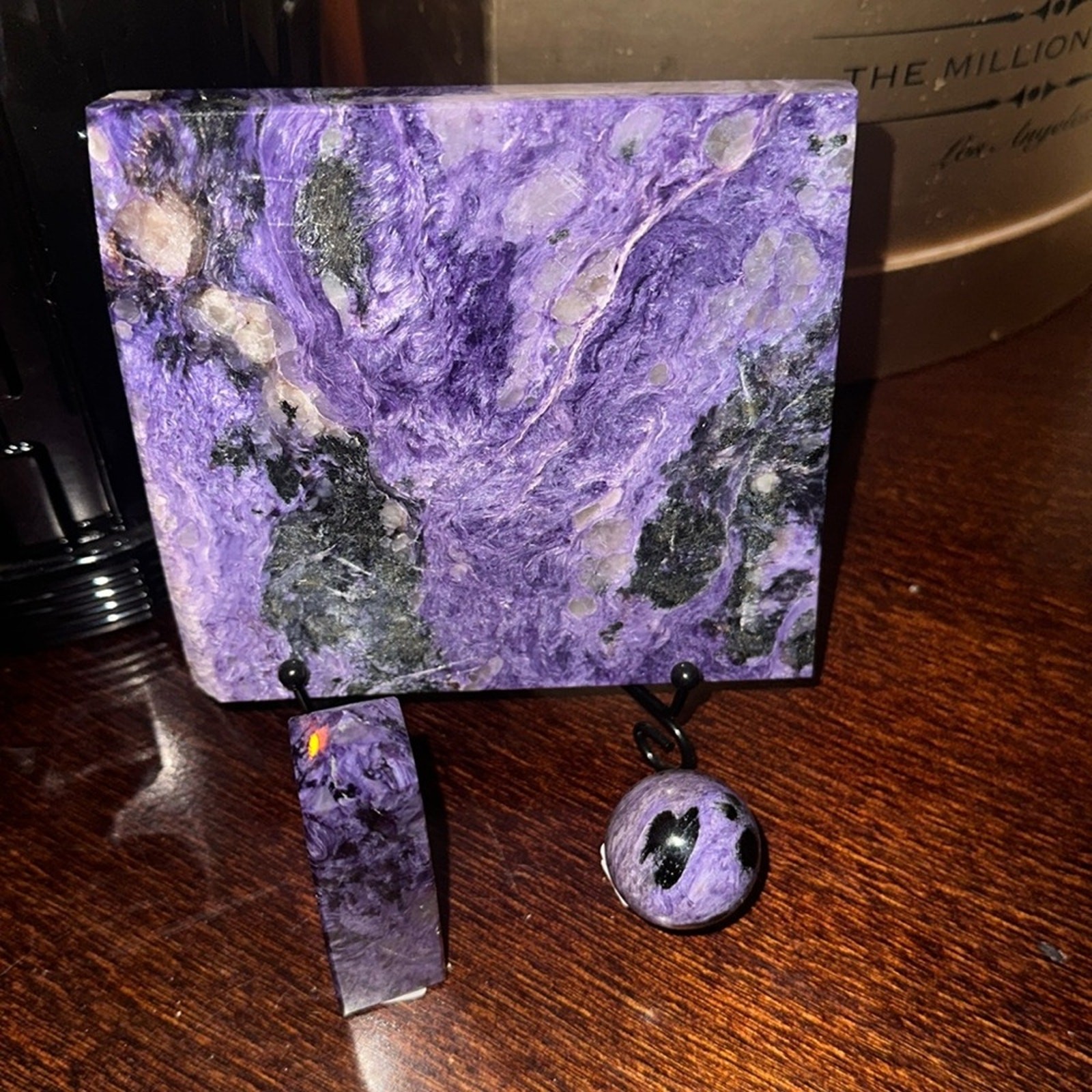 Charoite Set - Slab, Sphere, Tower - CHAROITESET-001
