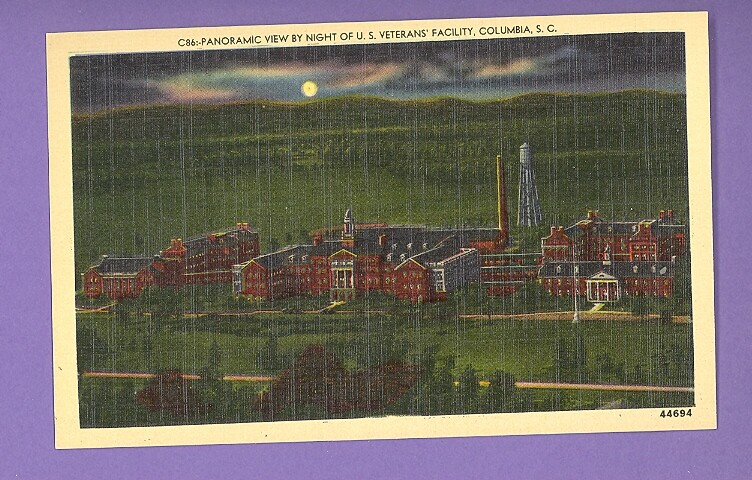 SOUTH CAROLINA -COLUMBIA,PANORAMIC VIEW BY NIGHT,U.S. VETERANS\' FACILITY PC 1863