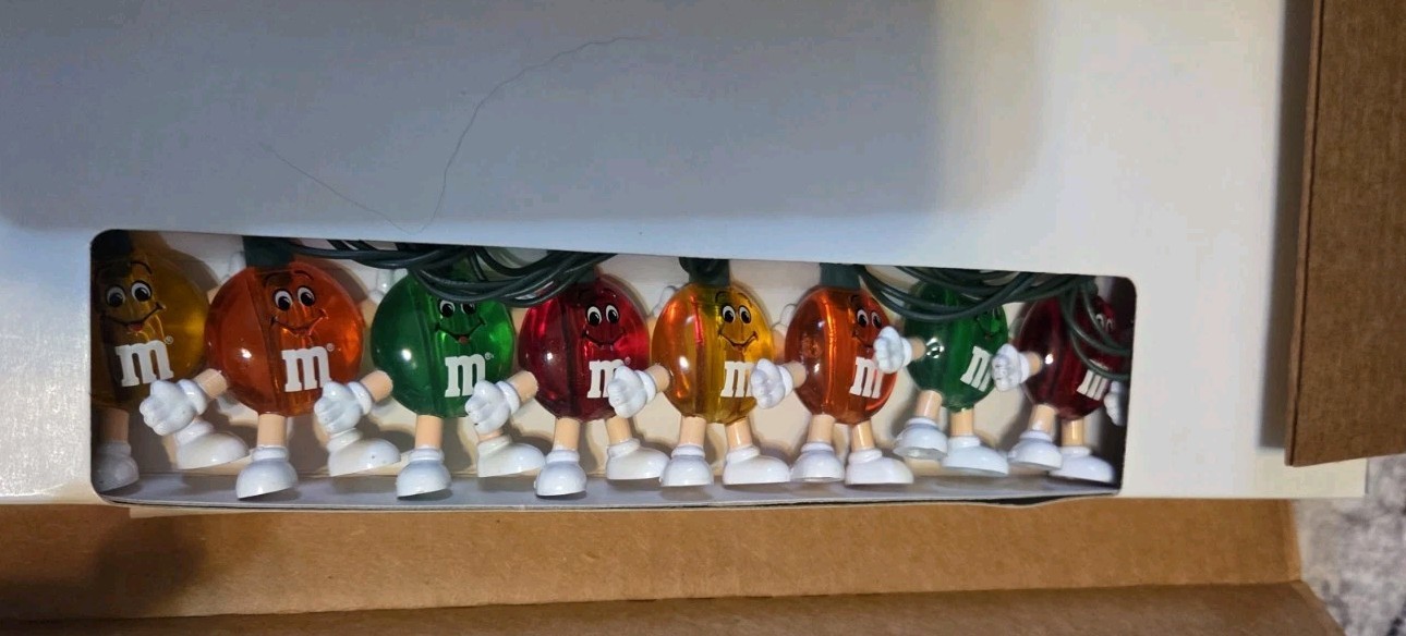 Vintage M&M\'s Christmas Candy Happy  20 Light Set String 2 Sets (40 Lights)
