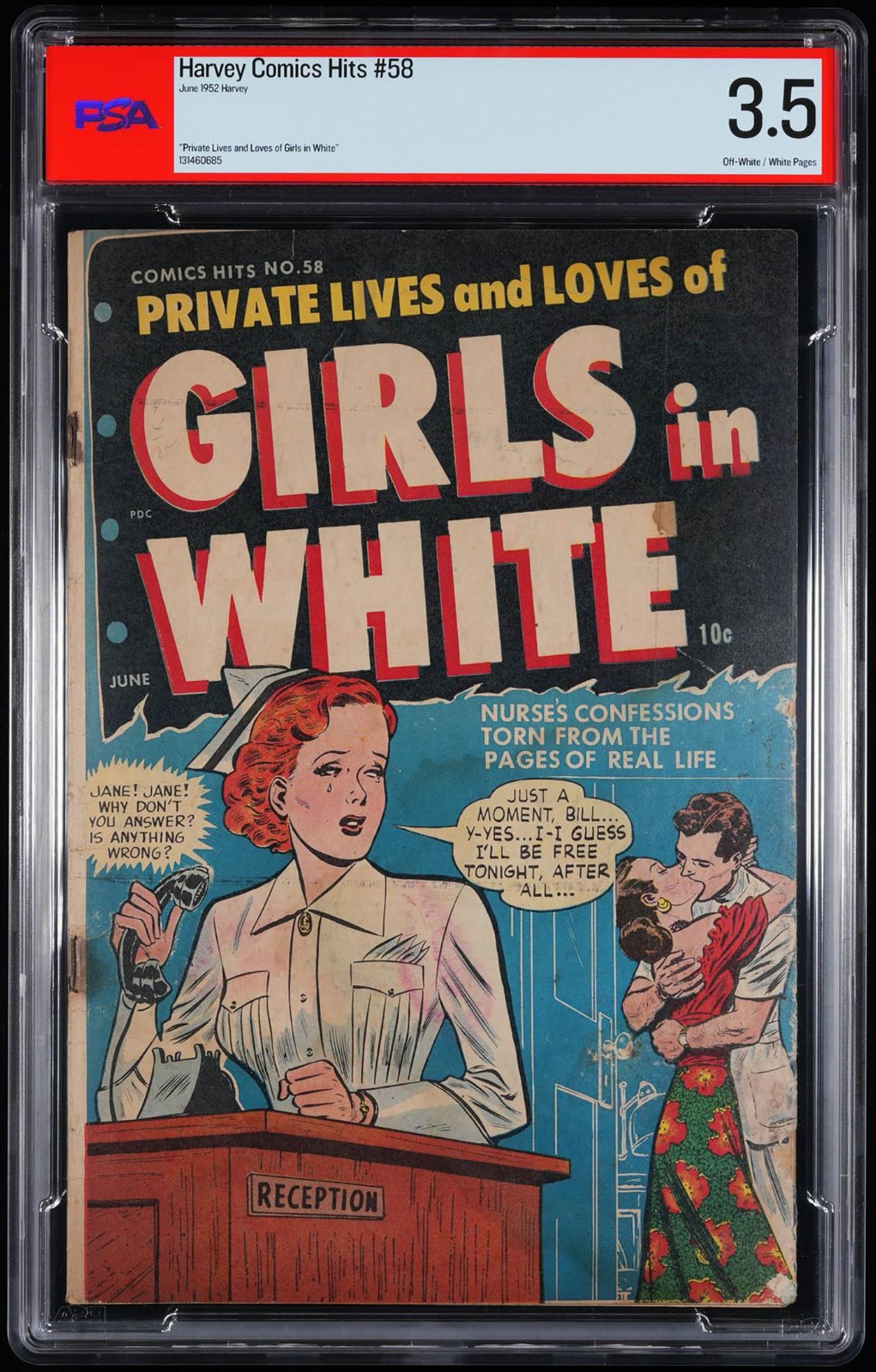Harvey Comics Hits #58 PSA 3.5 - GIRL'S In WHITE - Extremely Rare 1952