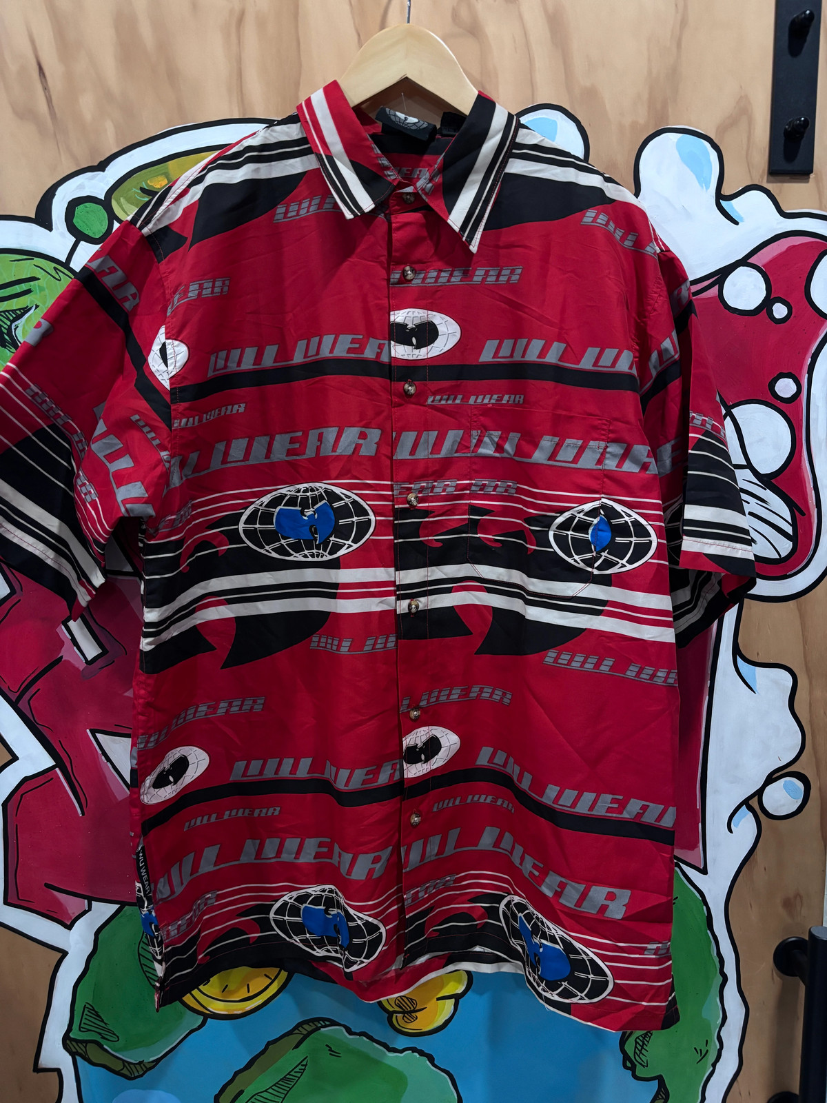 Vintage 90s Wu-Tang WuWear Button Up Rap Size Large