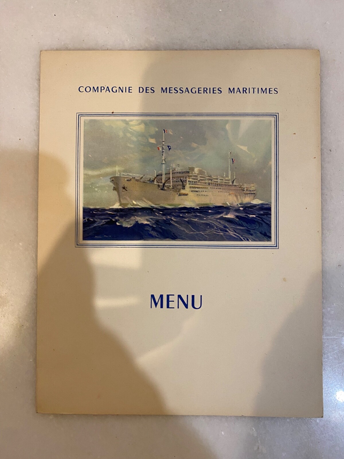 Old liner menu LA MARSEILLAISE Cie des Messageries Maritimes 01/09/1956 Old liner menu LA MARSEILLAISE Cie des Messageries Maritimes 01/09/1956